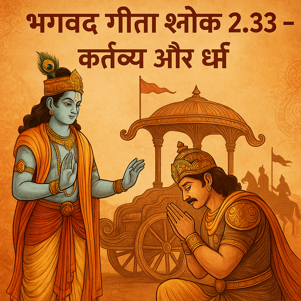 भगवद गीता अध्याय 2 श्लोक 33 का चित्रण – कर्तव्य, धर्म और आत्म-सम्मान का संदेश
